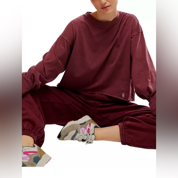 NWT Free People Movement, All Star Sweatpants, Oxblood, Size L - Picture 4 of 7